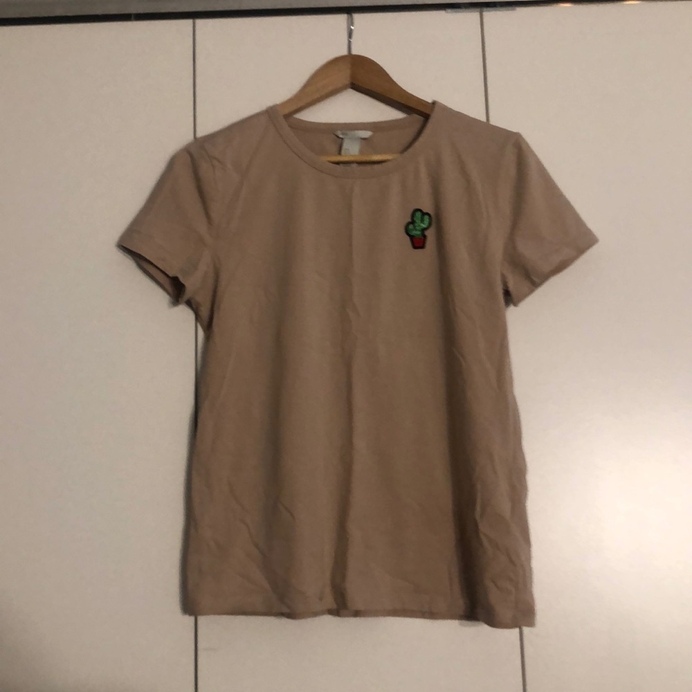 H&M Basic Mauve T-Shirt with Cactus Patch